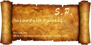 Seidenfeld Paszkál névjegykártya